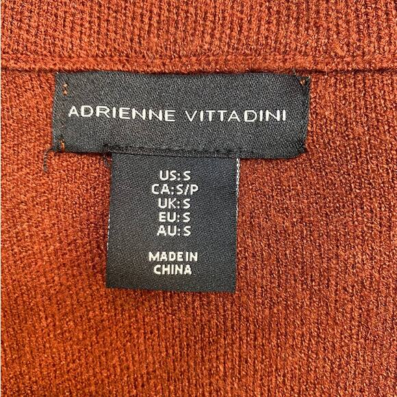 Adrienne Vitadini Brick Color Knitted Cardigan Preppy Waist Coat Pockets Small - Picture 2 of 6